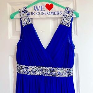 Royal blue sequins long gown